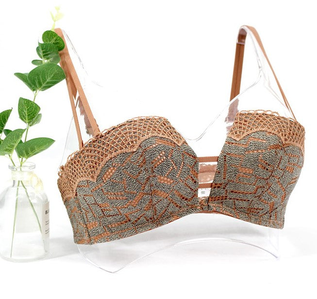 Back view of brown vintage convertible contour bra with crossover strap option