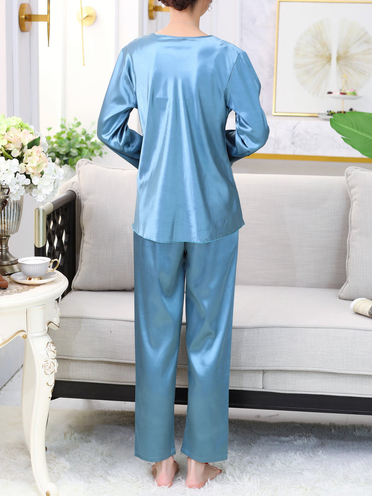 Classy Floral Lace Satin Pajamas #79001