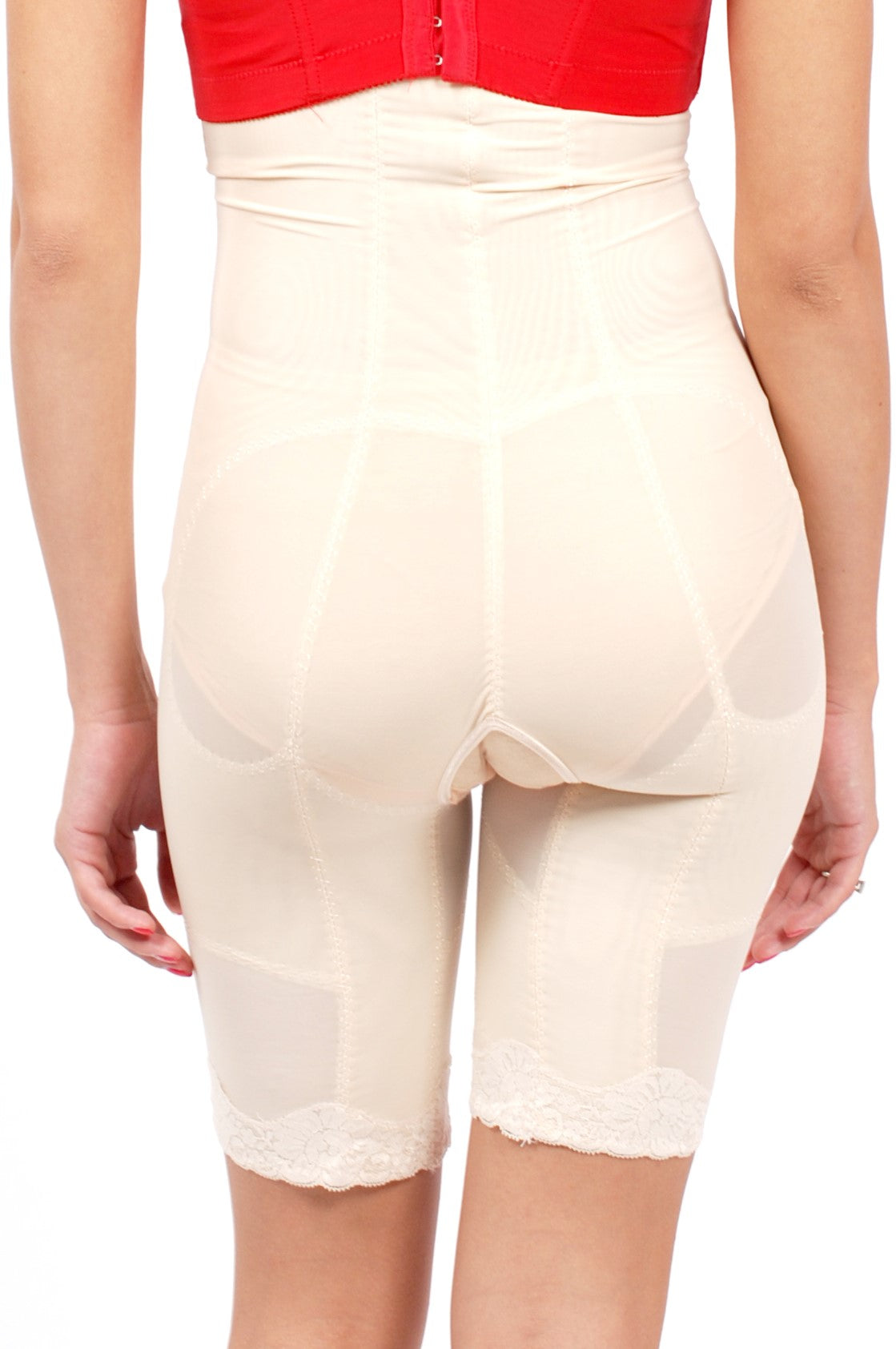 High-Waist Tummy Control Shapewear Shorts - Lace Thigh Slimmer | Bradoria